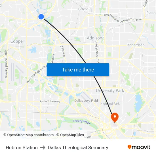 Hebron Station to Dallas Theological Seminary map