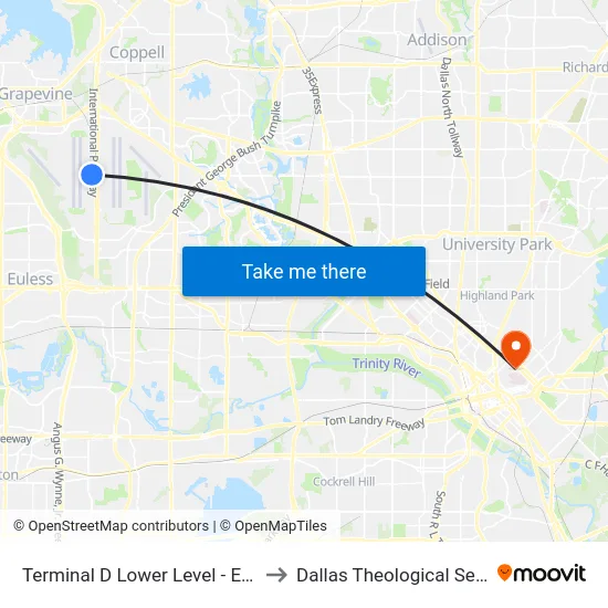 Terminal D Lower Level - Entry D17 to Dallas Theological Seminary map
