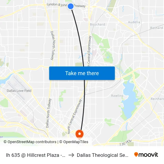Ih 635 @ Hillcrest Plaza - E - FS to Dallas Theological Seminary map