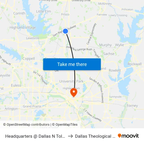 Headquarters @ Dallas N Tollway - W - MB to Dallas Theological Seminary map