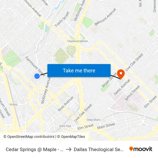 Cedar Springs @ Maple - S - FS to Dallas Theological Seminary map