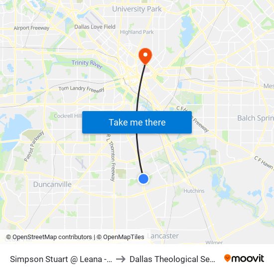 Simpson Stuart @ Leana - E - FS to Dallas Theological Seminary map