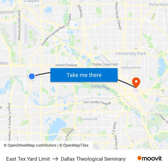 East Tex Yard Limit to Dallas Theological Seminary map