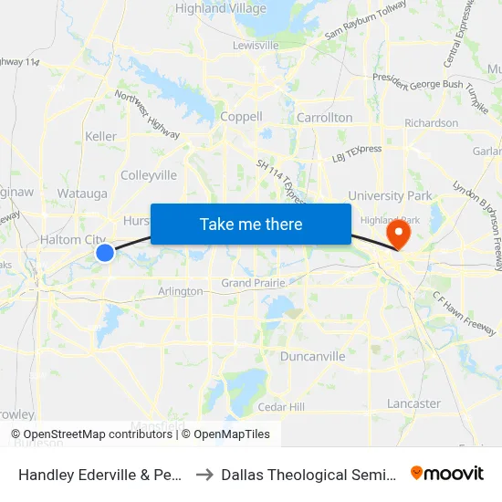 Handley Ederville & Pebble to Dallas Theological Seminary map