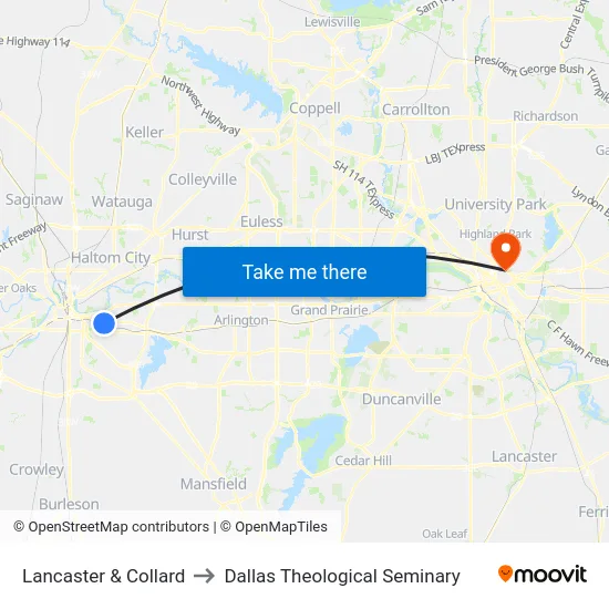Lancaster & Collard to Dallas Theological Seminary map
