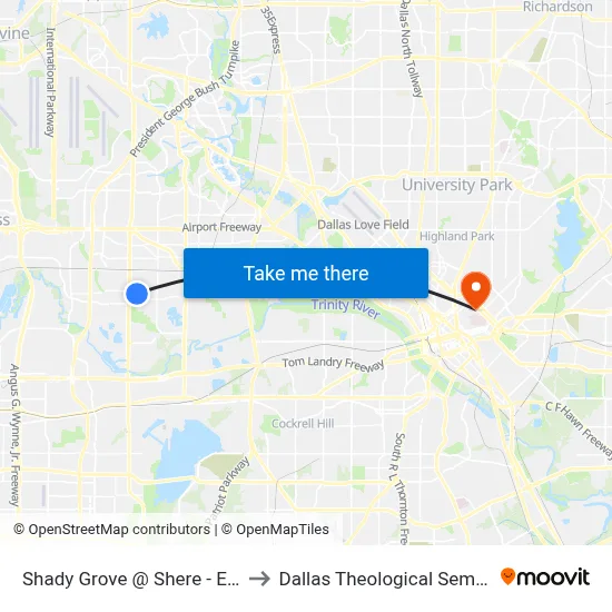 Shady Grove @ Shere - E - Ns to Dallas Theological Seminary map