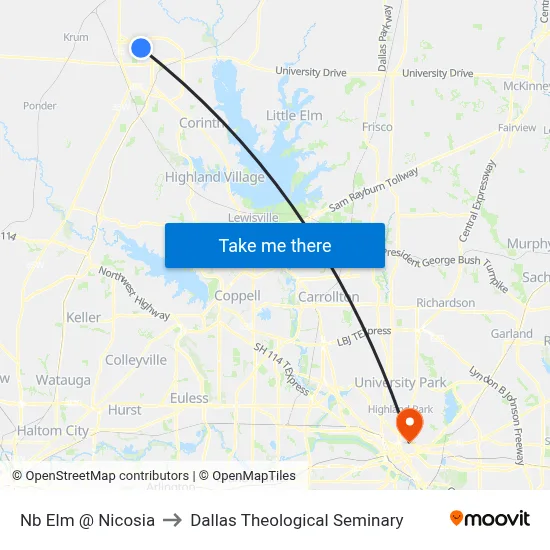 Nb Elm @ Nicosia to Dallas Theological Seminary map