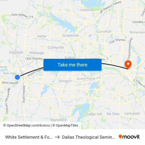 White Settlement & Foch to Dallas Theological Seminary map