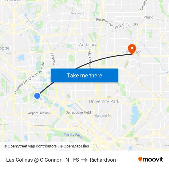 Las Colinas @ O'Connor - N - FS to Richardson map