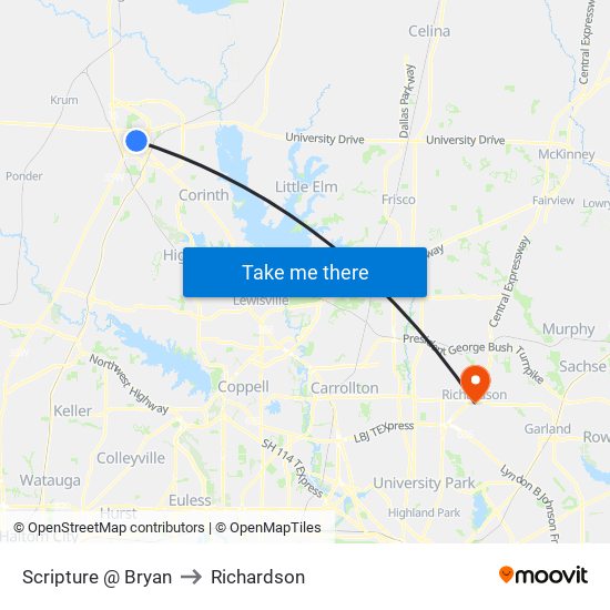 Scripture @ Bryan to Richardson map