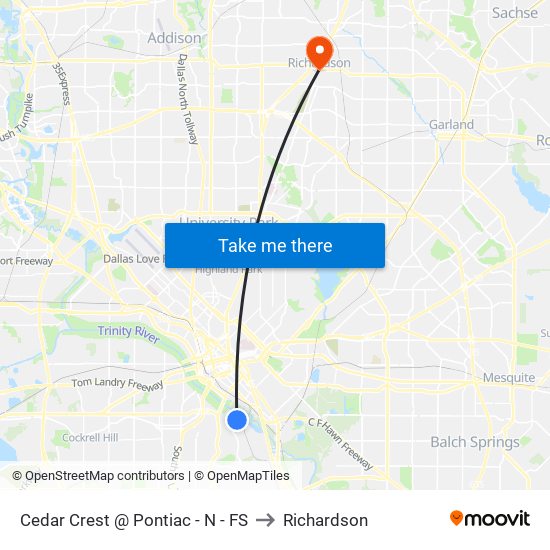 Cedar Crest @ Pontiac - N - FS to Richardson map