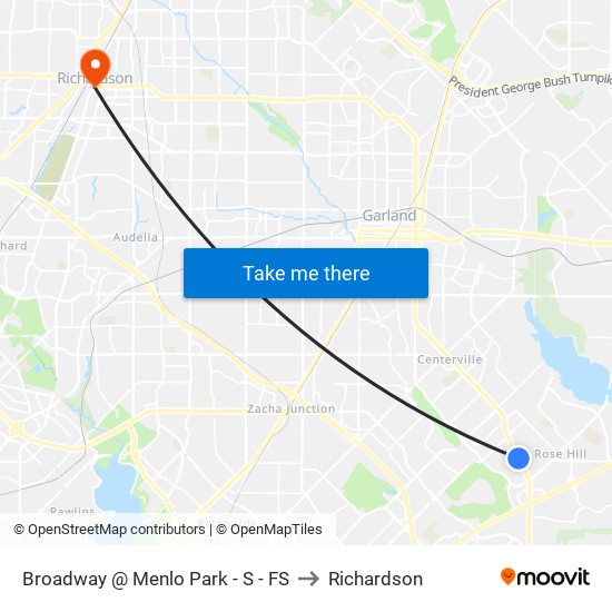 Broadway @ Menlo Park - S - FS to Richardson map