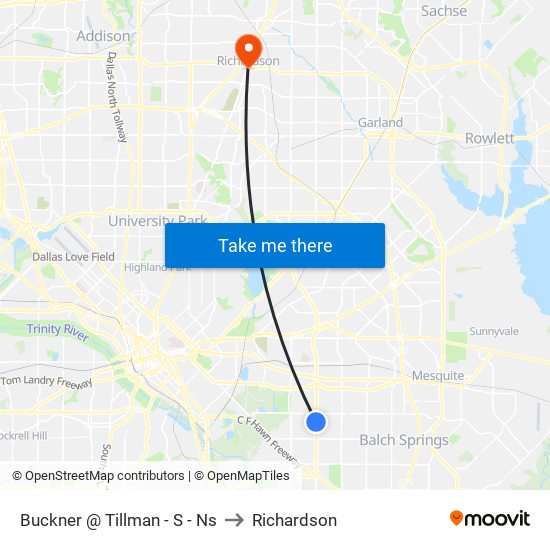 Buckner @ Tillman - S - Ns to Richardson map