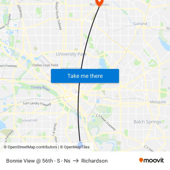 Bonnie View @ 56th - S - Ns to Richardson map