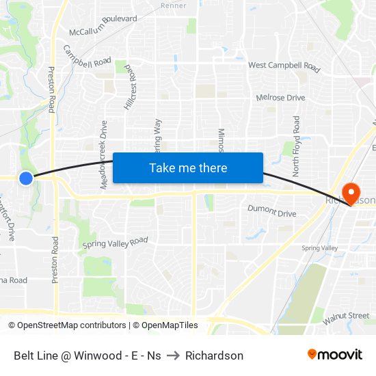 Belt Line @ Winwood - E - Ns to Richardson map