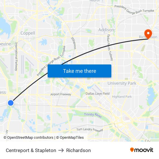 Centreport & Stapleton to Richardson map