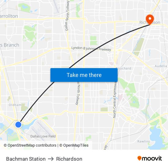 Bachman Station to Richardson map