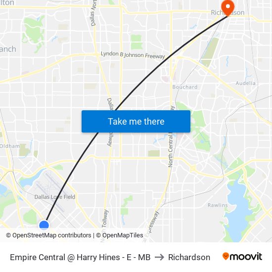 Empire Central @ Harry Hines - E - MB to Richardson map