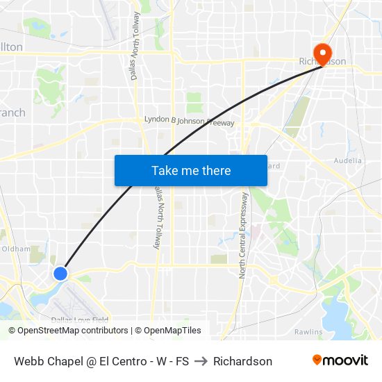 Webb Chapel @ El Centro - W - FS to Richardson map