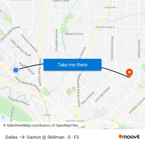 Dallas to Gaston @ Skillman - S - FS map