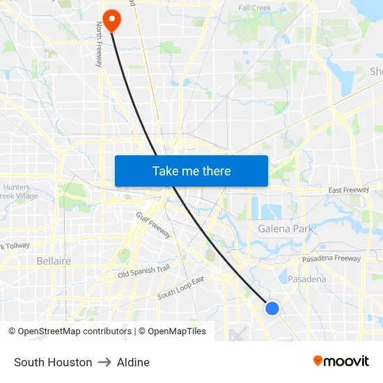 South Houston to Aldine map