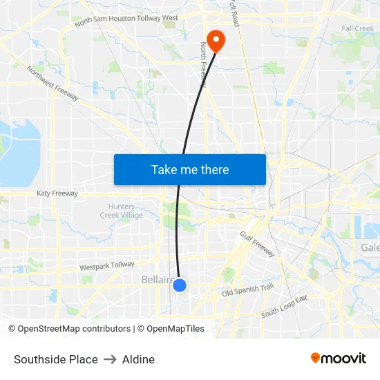 Southside Place to Aldine map