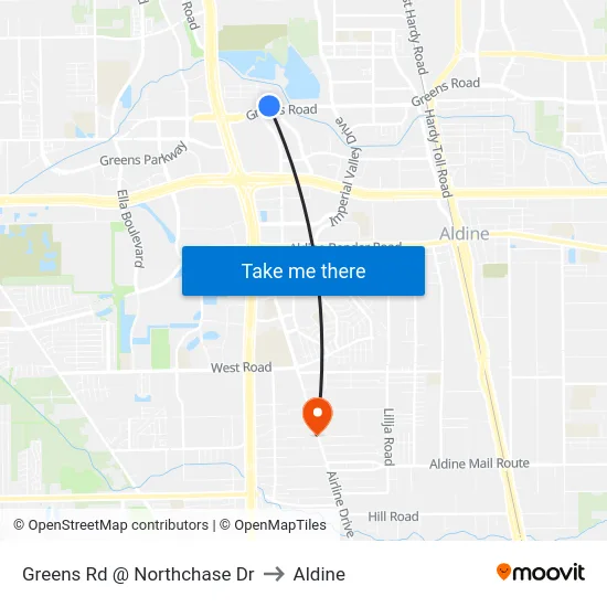 Greens Rd @ Northchase Dr MB to Aldine map