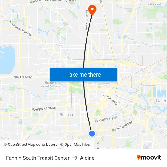Fannin South Transit Center to Aldine map