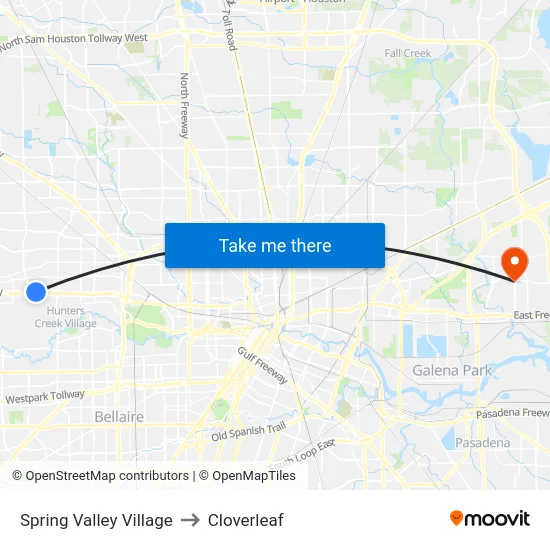 Spring Valley Village to Cloverleaf map