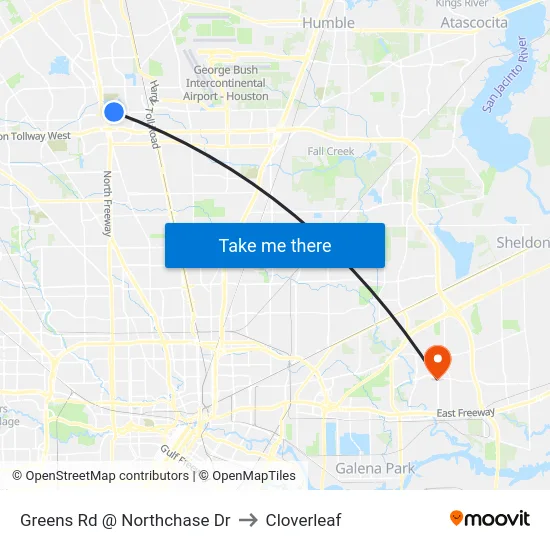 Greens Rd @ Northchase Dr to Cloverleaf map