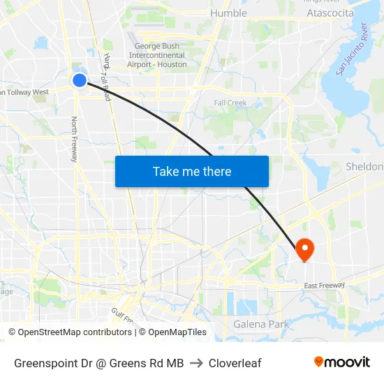 Greenspoint Dr @ Greens Rd MB to Cloverleaf map