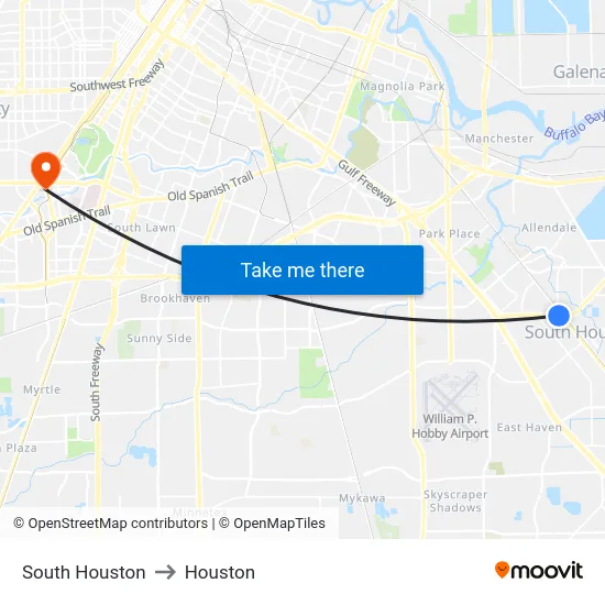 South Houston to Houston map