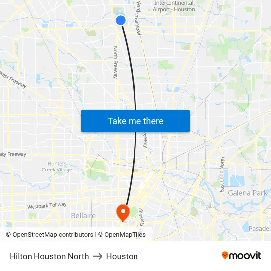 Hilton Houston North to Houston map