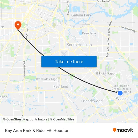 Bay Area Park & Ride to Houston map