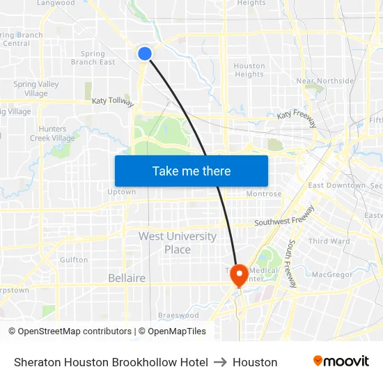 Sheraton Houston Brookhollow Hotel to Houston map