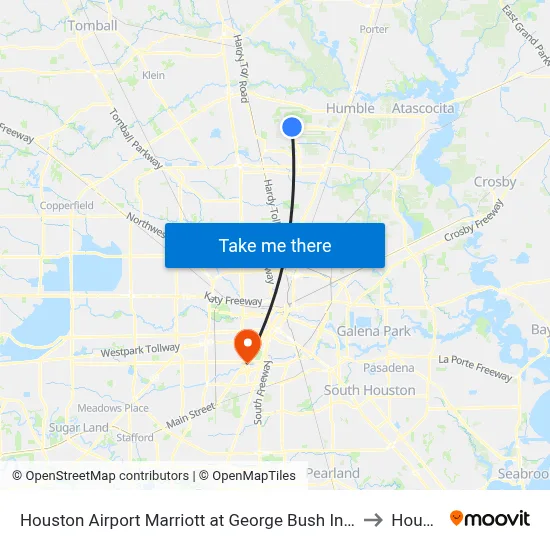 Houston Airport Marriott at George Bush Intercontinental to Houston map