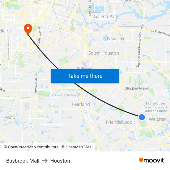 Baybrook Mall to Houston map