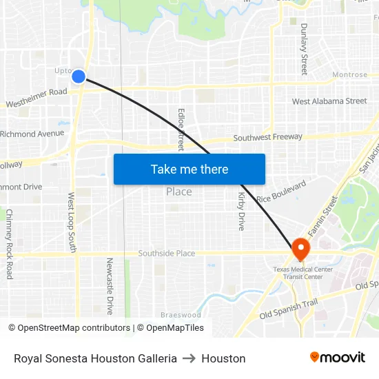 Royal Sonesta Houston Galleria to Houston map