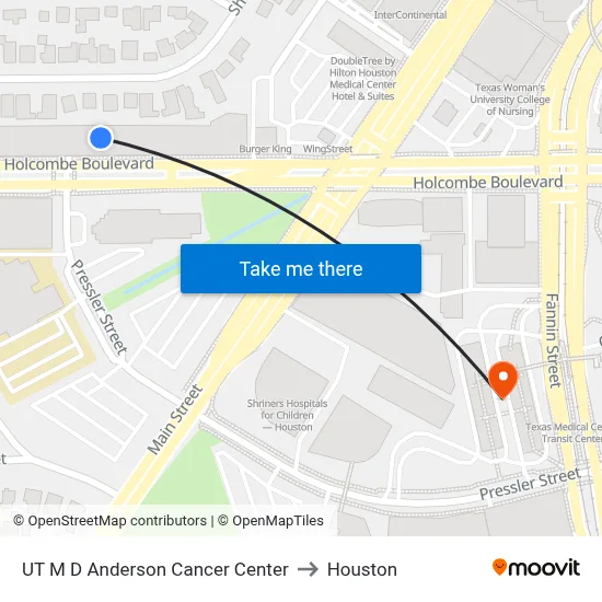 UT M D Anderson Cancer Center to Houston map
