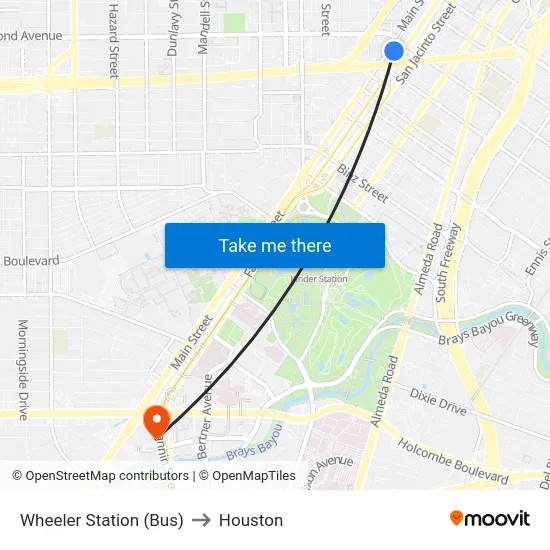 Wheeler Station (Bus) to Houston map