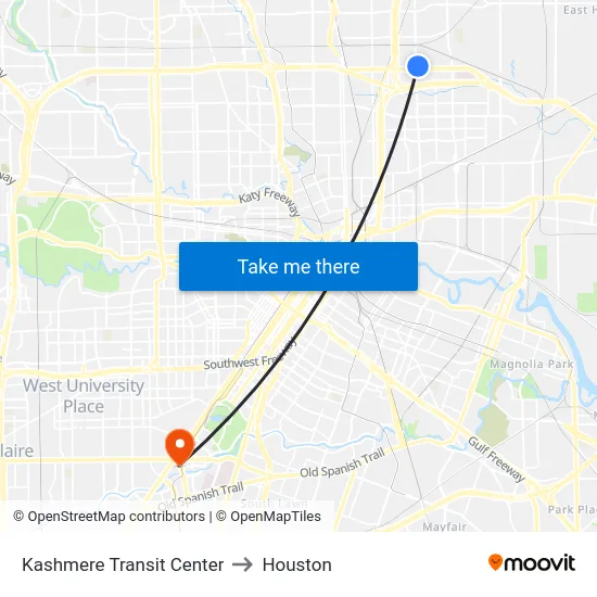 Kashmere Transit Center to Houston map