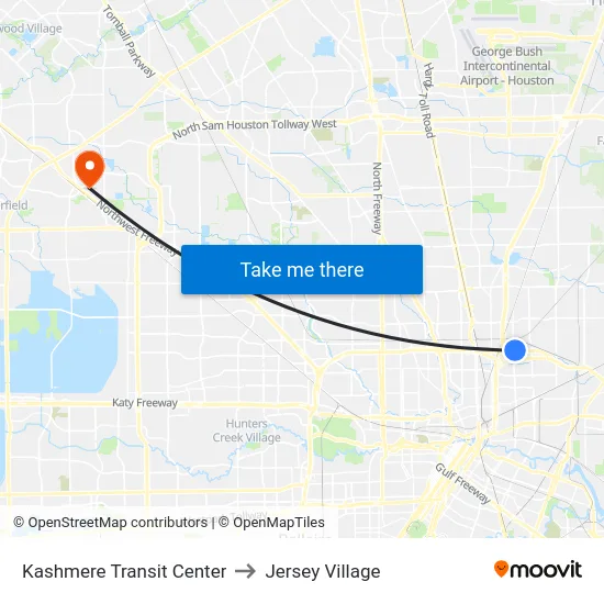 Kashmere Transit Center to Jersey Village map