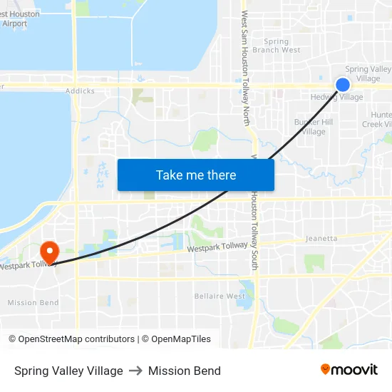 Spring Valley Village to Mission Bend map