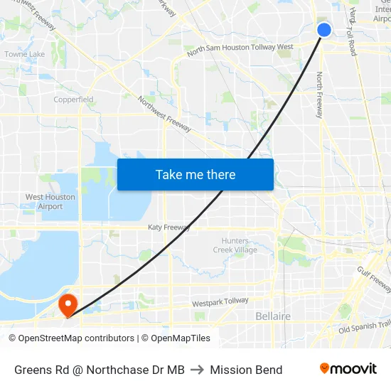 Greens Rd @ Northchase Dr MB to Mission Bend map