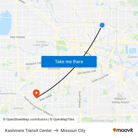 Kashmere Transit Center to Missouri City map