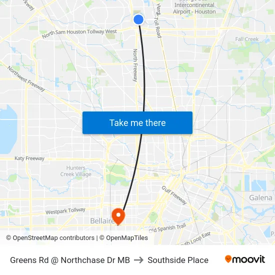 Greens Rd @ Northchase Dr MB to Southside Place map