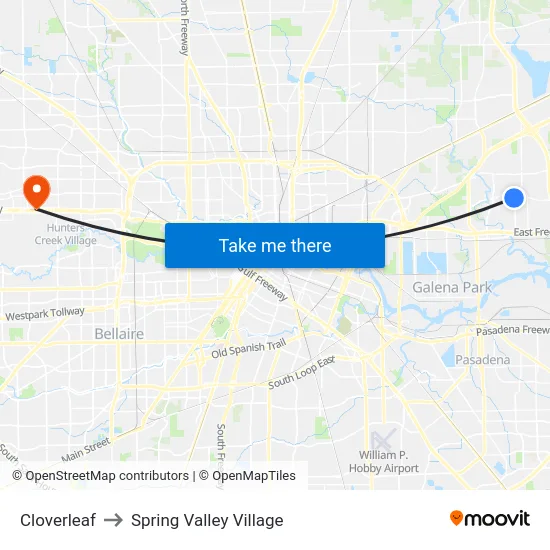 Cloverleaf to Spring Valley Village map