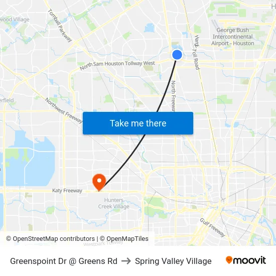 Greenspoint Dr @ Greens Rd to Spring Valley Village map
