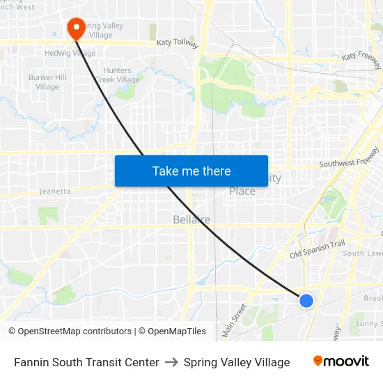 Fannin South Transit Center to Spring Valley Village map