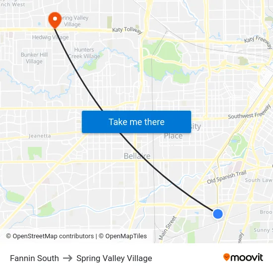 Fannin South to Spring Valley Village map